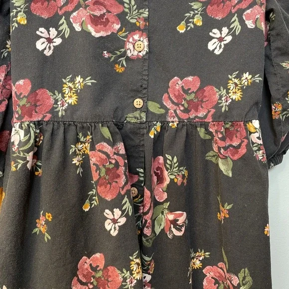 OSHKOSH UEC Girls Size 10 Gray Pink Floral 3/4 Sleeve V-neck casual dress - Picture 6 of 10